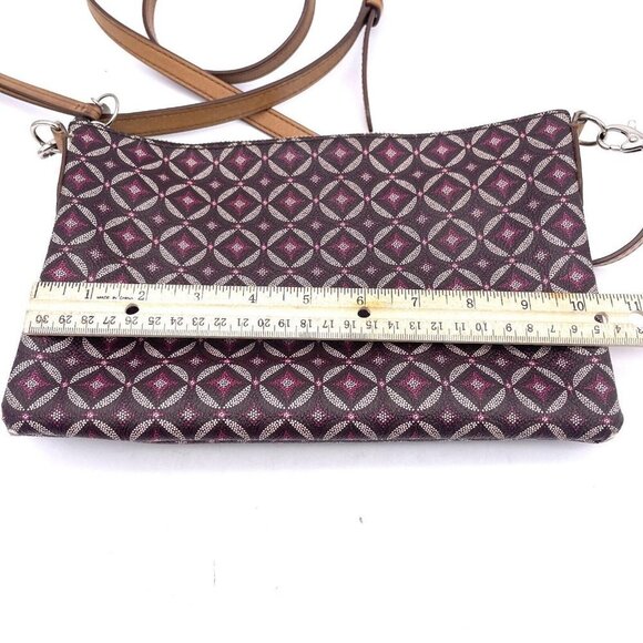 Fossil Print Leather Crossbody Bag Women Zip Closure Inner Pockets - Picture 3 of 6